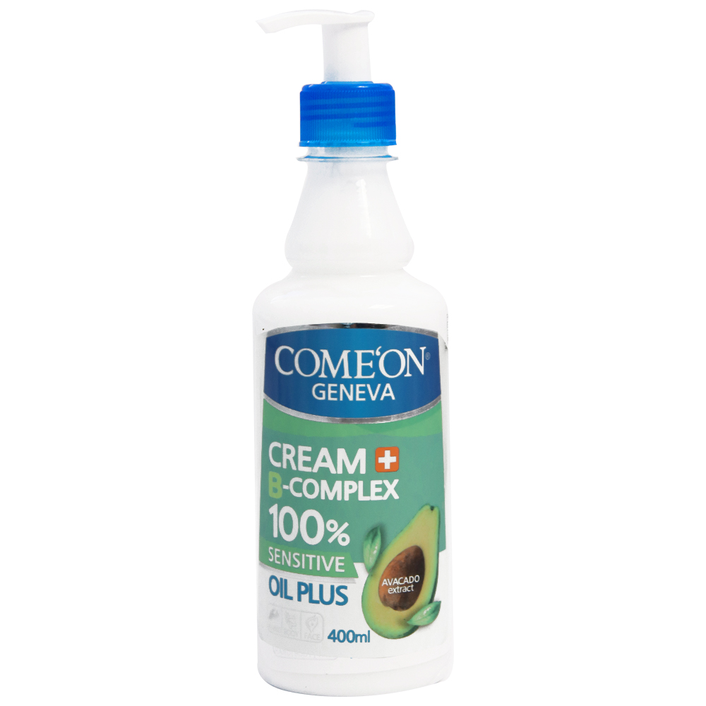 Comeon B Complex Avocado Moisturizing Cream 400ml کرم مرطوب کننده دست، صورت و بدن کامان حاوی ب کمپلکس و عصاره آووکادو حجم 400 میل