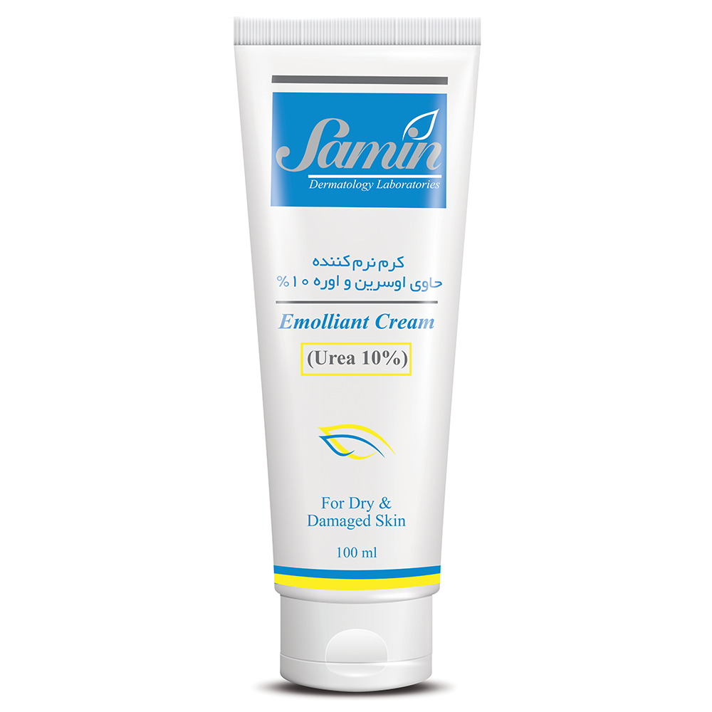 Samin Eucerine Emollient Cream and Urea 10% 100 ml کرم نرم کننده پوست ثمین حاوی اوسرین اوره 10% حجم 100 میل