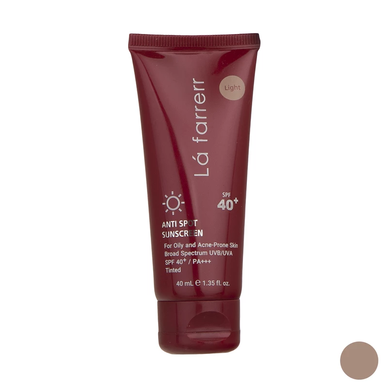 کرم ضد آفتاب ضد لک رنگی ۰۱ روشن SPF 40 لافارر پوست چرب ۴۰میل کرم ضد آفتاب ضد لک رنگی ۰۱ روشن SPF 40 لافارر پوست چرب ۴۰میل