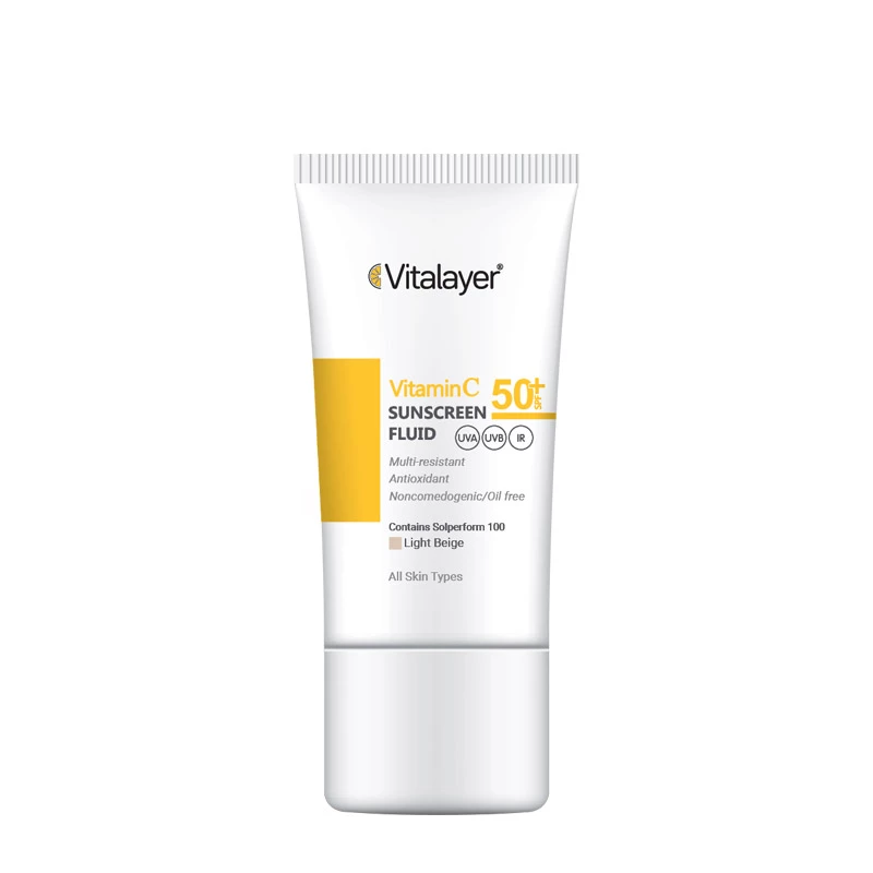 Vitalayer Vitamin C Sunscreen Fluid SPF50 - Light Beige فلوئید ضد آفتاب رنگی SPF 50 ویتامین C ویتالیر