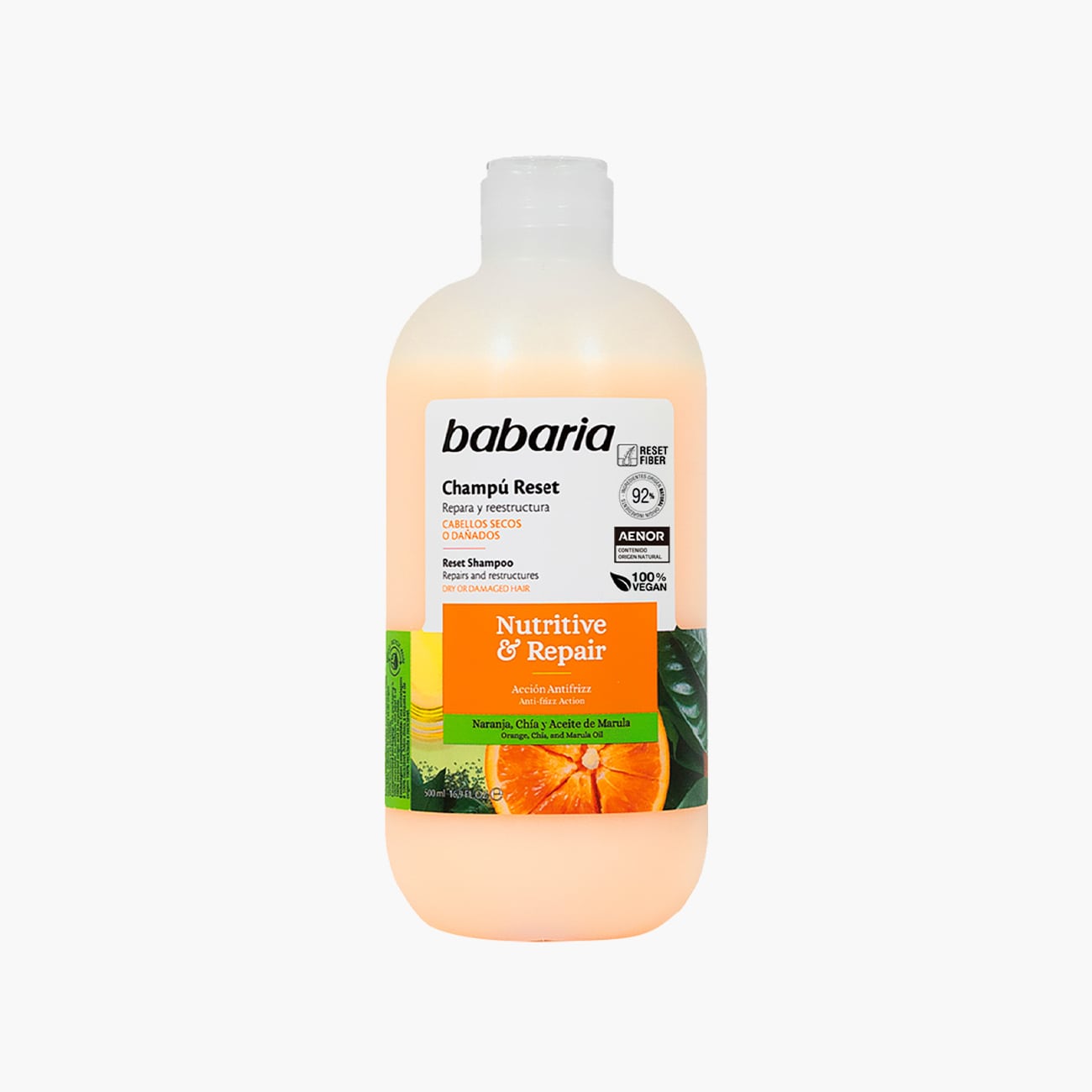 Babaria Nutritive & Repair Shampoo شامپو موهای آسیب دیده باباریا عصاره پرتقال، چیا و مارولا