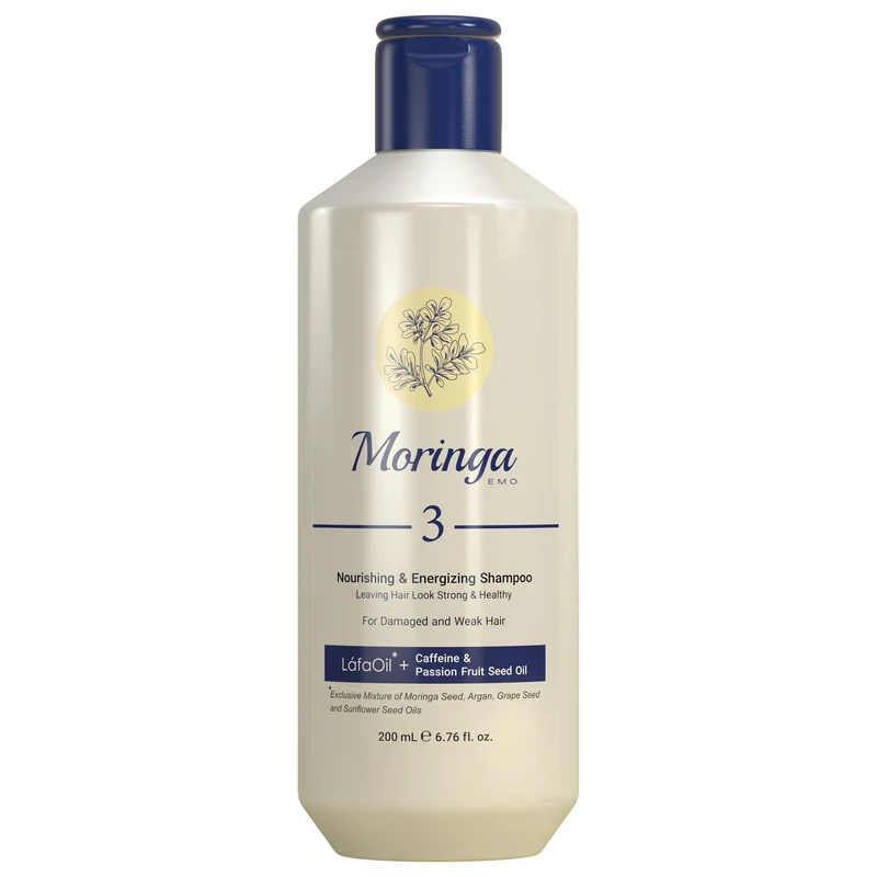 Moringa Emo Nourishing & Energizing Shampoo for Damaged & Weak Hair 200ml شامپو مغذی موهای آسیب دیده و ضعیف مورینگا امو ۲۰۰میل
