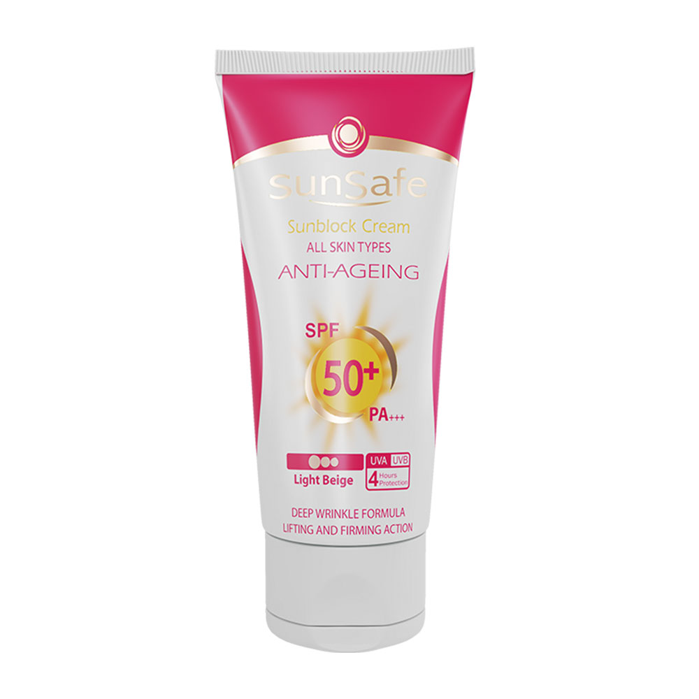 SunSafe ANTI-AGEING Invisible Sunblock Cream SPF 50 کرم ضد آفتاب ضد چروک بیرنگ SPF 50 سان سیف