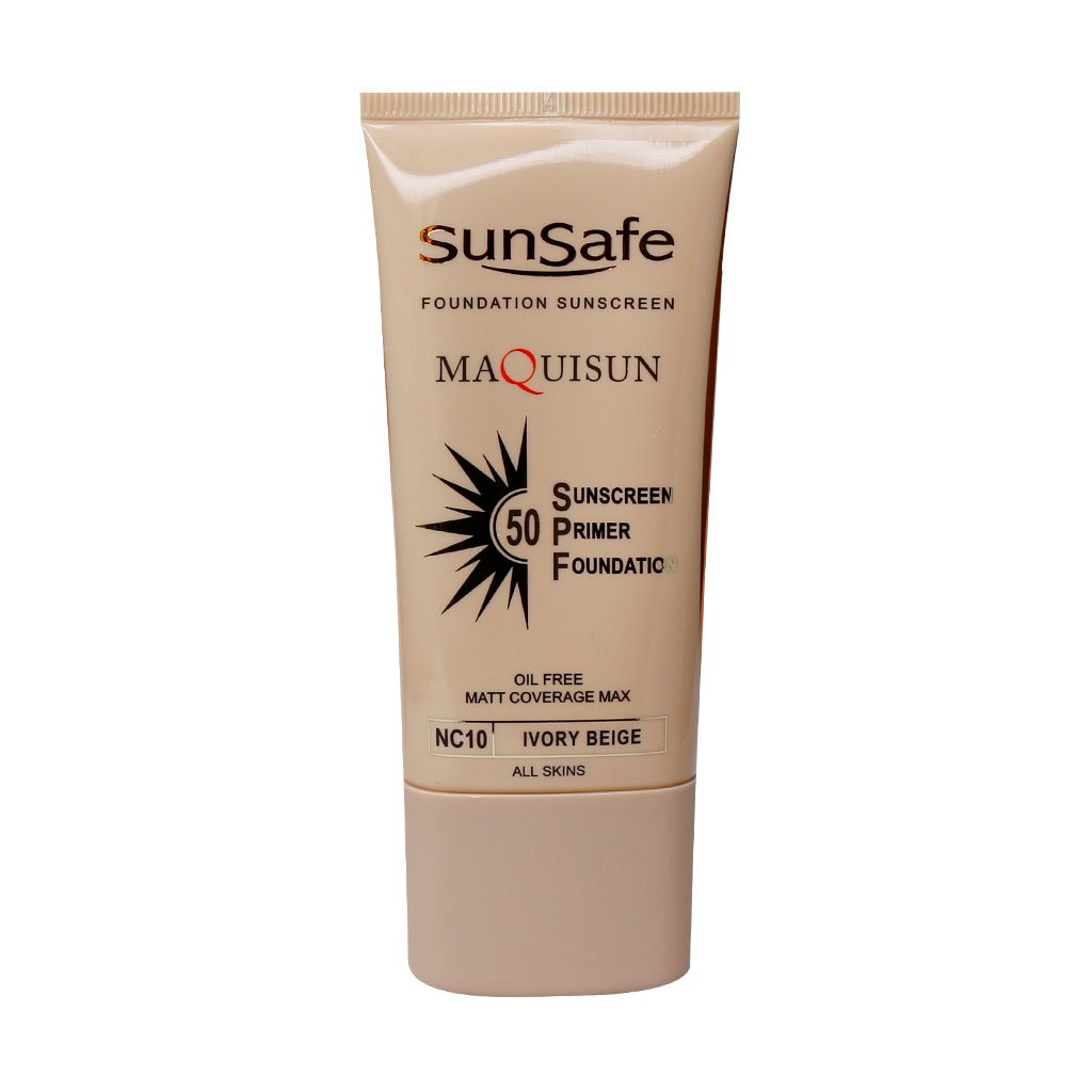 کرم ضد آفتاب کرم پودری و پرایمری SPF50 کرم ضد آفتاب کرم پودری SPF 50 مکیسان سان سیف NC10