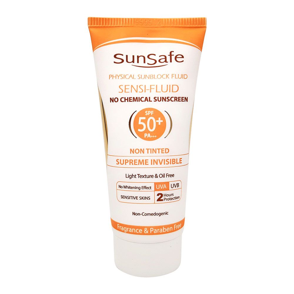 SunSafe SENSI-FLUID Physical Sunblock Fluid SPF 50 فلوئید ضد آفتاب فیزیکال پوست حساس SPF 50 سان سیف