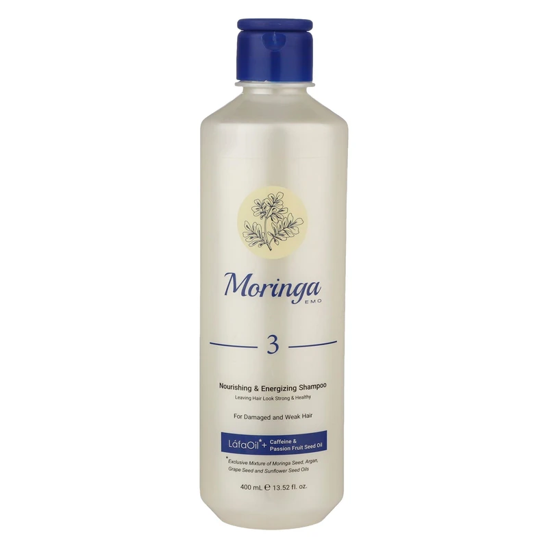 Moringa Emo Nourishing & Energizing Shampoo for Damaged & Weak Hair 400ml شامپو مغذی موهای آسیب دیده و ضعیف مورینگا امو ۴۰۰میل